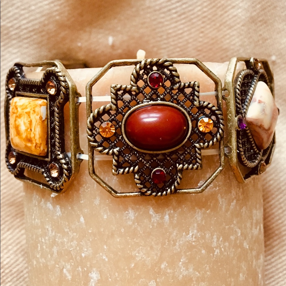 Gorgeous Boho Gemstone and Bejeweled Bracelet